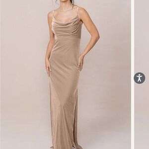 Revelry Skye Gold Champagne Velvet Maxi Dress